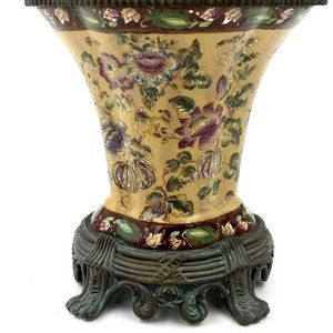 Vintage Ormolu Porcelain Floral Mounted Vase Different feet.